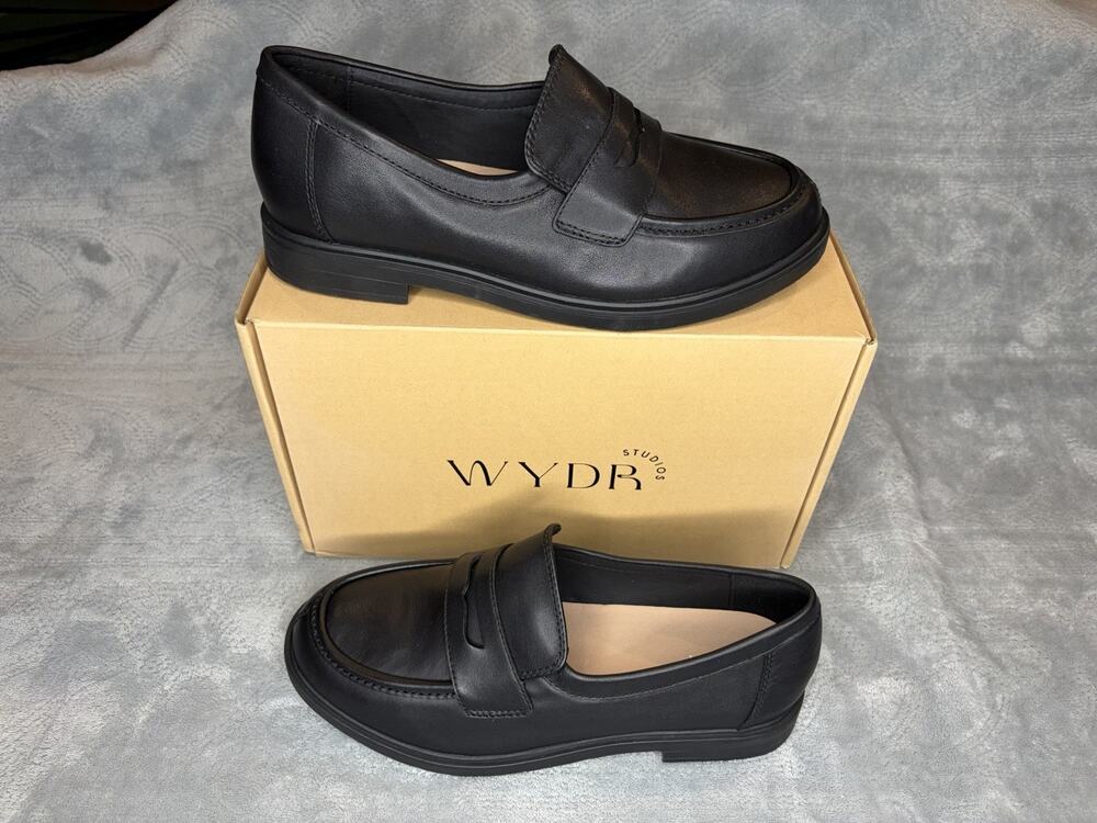WYDR Studios Tate Vegan Classic Loafer Black Leather Wide Width Shoes US 12 WW